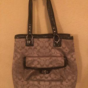 Coach Tan and Brown and Silver Satchel